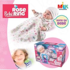 Imagem de Boneca Bebe Menina Rose Ring Sons De Bebê Com Mantinha - Milk Brinqued