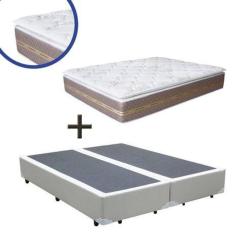 Imagem de Cama Box Queen Sintético Branco + Colchão Molas Ensacadas 54x158x1988
