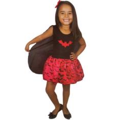 Imagem de Fantasia Infantil Morceguinha Vestido Curto + Capa Halloween De 2 À 8