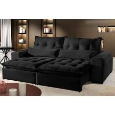 Imagem de Sofá 3 Lugares Retrátil e Reclinável Máximo 2.30m Veludo Preto