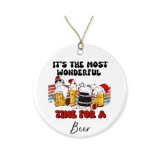 Imagem de É o momento mais maravilhoso para um ornamento de cerveja - ornamento de cerâmica de festa - decoração de árvore de Natal - lembrança festiva de Natal impressa em ambos os lados