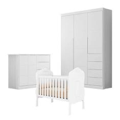 Imagem de Quarto de Bebê Eloá com Berço Americano Realeza Branco Acetinado - Pho