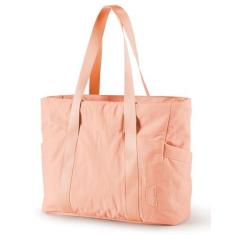 Imagem de BAGSMART Bolsa feminina com zíper, bolsa de ginástica com compartimentos, bolsa de trabalho, enfermeira, dança, ioga, para esportes, viagens, L - laranja pálido - serve para laptop de 15,6 polegadas,