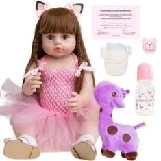 Brastoy Bebê Reborn Boneca Menina 100% Silicone 55cm Cachos em Promoção na  Americanas