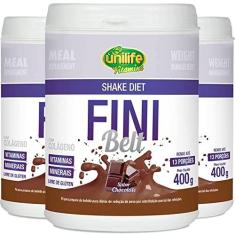 Imagem de Kit 3 Shake Diet com colágeno Fini Belt Unilife chocolate 400g