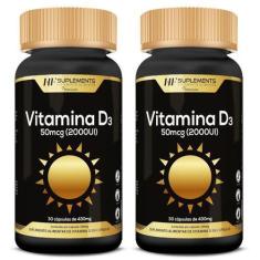 Imagem de 2X Vitamina D3 2000Ui 30Caps Premium Hf Suplements