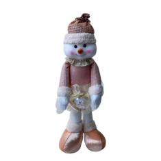 Imagem de Boneco De Neve em Pé Para Decoração Festa Natal Rosa 37 cm Tok da Casa