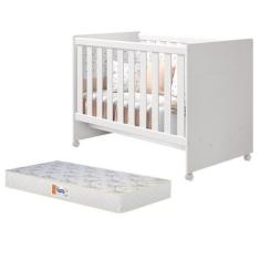 Imagem de Berço Mini Cama Katatau Branco Brilho com Colchão D18 de 10cm - Reller