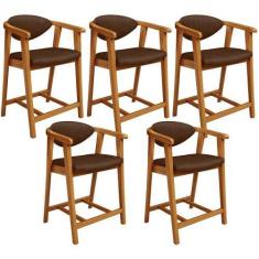 Imagem de Kit 05 Banquetas Baixa Para Cozinha Sala Jantar Bancada Cecília L02 ma