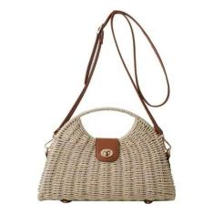 Imagem de Bolsa Feminina Transversal Reforçada Espaçosa Praia Verão - Alwy, Bege