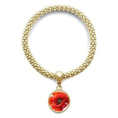 Imagem de DIYthinker Pulseira dourada de milho grande com pintura de flor vermelha