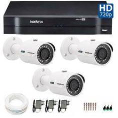 Imagem de Kit 3 Câmeras de Segurança HD 720p Intelbras VHD 3130B G3 + DVR Intelbras Multi HD + Acessórios