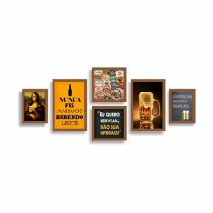 Imagem de CONJUNTO KIT 6 QUADROS DECORATIVOS AREA GOURMET CERVEJA