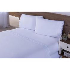 Imagem de Jogo De Lençol Cama Viúva 100% Algodão 200 Fios 4 Pçs Branco