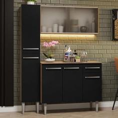 Imagem de Armário de Cozinha Compacta 137cm Rustic/Preto Emilly Madesa 05