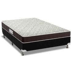 Imagem de Cama Box Casal: Colchão Espuma D33 Probel Advanced Mega Resistente + Base Crc Suede Black(138x188)