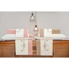 Imagem de Jogo De Cama Flora Queen 4 Pecas - Palha/Bege - Enxovais Aquarela Ltda