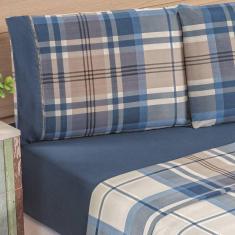 Imagem de Jogo de Lençol Queen 200 Fios Estampado 4 peças Naturalle - Xadrez Azul