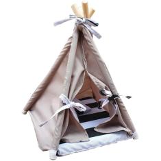 Imagem de Caminha Cabana Pet Toca Oca Tenda Cama Cachorro Cão P Cinza