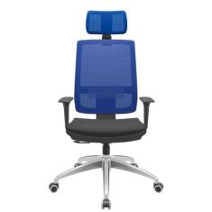 Imagem de Cadeira Office Brizza Tela Azul Com Encosto Assento Aero Preto Relaxpl