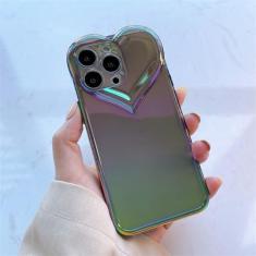 Imagem de Luxo 3D Laser Aurora Love Heart Capa de telefone transparente para iPhone 13 12 11 14 Pro Max XR XS X 8 7 Plus Capa de silicone macio, 1, para iPhone Xr