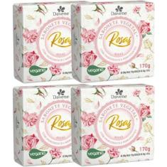 Imagem de 4UN Sabonete Vegetal Rosas 170G Davene - Genérico
