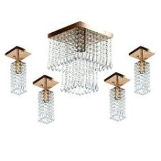 Imagem de Kit 1 Lustres Cristal Acr. Marrycrillic +4 Clearcrilic Cobre
