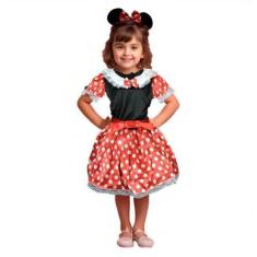Imagem de Fantasia Minnie Infantil Vermelha de Luxo Com Tiara de Orelhinha - Fan