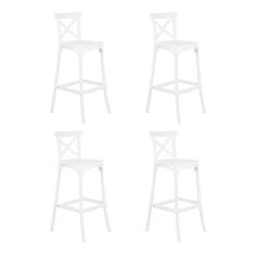 Imagem de Kit 4 Banquetas Alta Cross Katrina Cozinha Bancada Branco