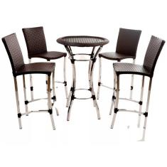 Imagem de Conjunto 4 Banquetas E Bistrô Cannes Em Alumínio Trama Argila