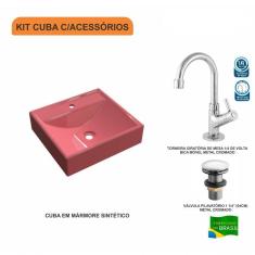 Imagem de Kit Cuba Q39 Com Torneira 1198 Metal E Válvula Click 1 Pol. 1/2 