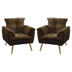 Imagem de Kit 2 Poltronas Decorativas Opala Sued Marrom Aradecor