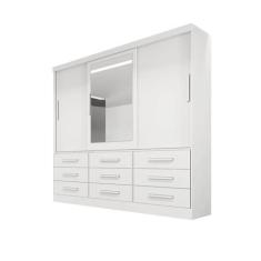 Imagem de Guarda-Roupa Casal 3 Portas Espelho 9 Gavetas 2,11M - Turim-Branco - B
