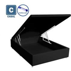 Imagem de Cama Box Baú Casal Preto Suede 138x188x39