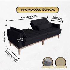 Imagem de Sofá Cama Rivieira 2,50m-preto