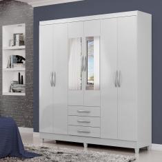 Imagem de Guarda-roupa Casal 6 Portas 3 Gavetas com Espelho Toledo Espresso Móveis Branco/Branco