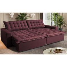 Imagem de Sofá Sem Caixa Retrátil Reclinável 2,95m Cama Inbox França Velusoft Vinho