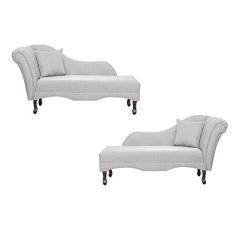 Imagem de Kit 02 Divãs Recamier Namoradeira Olívia Lado Direito e Esquerdo Linho Cores - DS Estofados