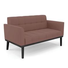 Imagem de Sofá Namoradeira 2 Lugares Base De Madeira Preto Elisa Veludo D03 - D'rossi Cor Rose