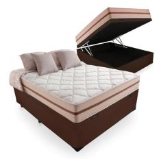 Imagem de Cama Box Com Baú Viúva + Colchão De Molas Ensacadas - Anjos - Classic - 128x188x64cm