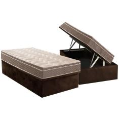 Imagem de Cama Box Baú Solteiro: Colchão Espuma Paropas D33 / EP Confort Ultra Firme + Base CRC Suede Brown(88x188)