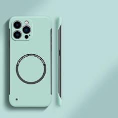 Imagem de Capa de telefone magnética sem moldura ultrafina para PC rígido para iPhone 15 14 Pro Max 13 12 Mini 11 Pro Max Capa sólida de cor fosca, menta, para iPhone 12 ProMax