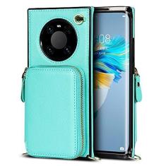 Imagem de Estojo carteira de couro para huawei p30 p40 pro plus lite mate 40 30 20 pro lite luxo tipo mochila cartão de cobertura para celular, verde menta, para huawei p40