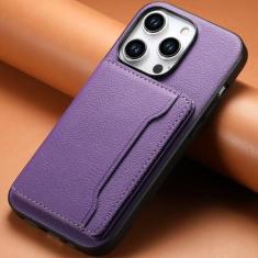 Imagem de Capa de couro com compartimentos para cartões para iPhone 15 Pro Max 14 13 12 11 Pro Max 15 Plus 13 Pro Capa carteira para telefone, roxa, para iPhone 11Pro Max