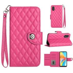 Imagem de Para Oppo A18 4G, capa carteira com alça de pulso, capa flip de couro com fecho magnético com 7 cartões e 1 compartimento para dinheiro, suporte feminino presente capa de telefone para Oppo A18 4G 6,6