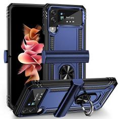 Imagem de Kickstand Ring Holder Phone Case para Samsung Galaxy Z Flip4 Flip 3 Zflip4 Flip 4 5G Flip3 Fall Protection Cases, Blue, For Samsung Z Flip 4