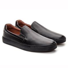 Imagem de Slip On Tênis Masculino Couro Elástico Calce Fácil Redondo-Masculino