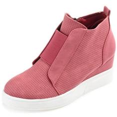 Imagem de Journee Collection Womens Clara Comfort Wedge Heel Sneakers with Round-Toe and Perforated Details, Pink, 8
