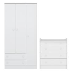 Imagem de Quarto de Bebê Doce Sonho com Roupeiro 2617 e Cômoda 2523 Qmovi Branco