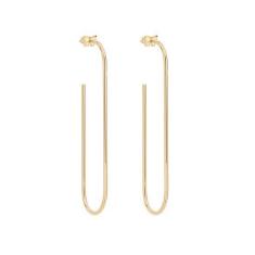 Imagem de Brinco Rommanel Banhado Ouro Meia Argola Oval Aro Liso E Fino 526270